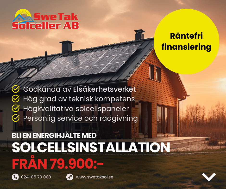 SweTak Solceller – tidigare annons för solcellsinstallation