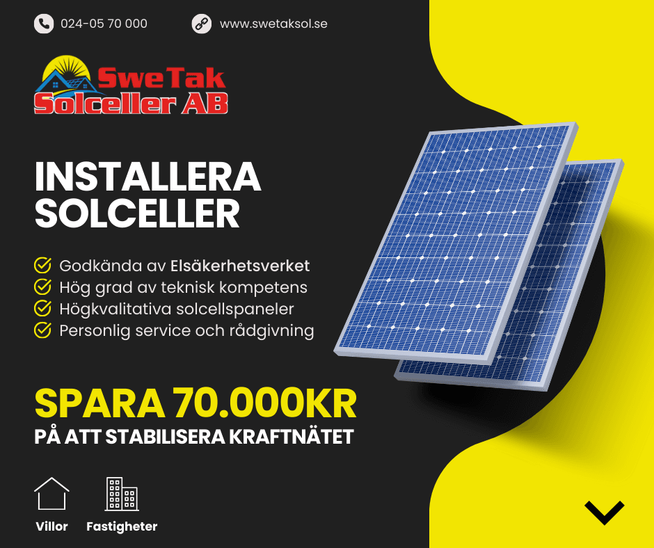 SweTak Solceller – tidigare annons för solceller för villa och fastighet