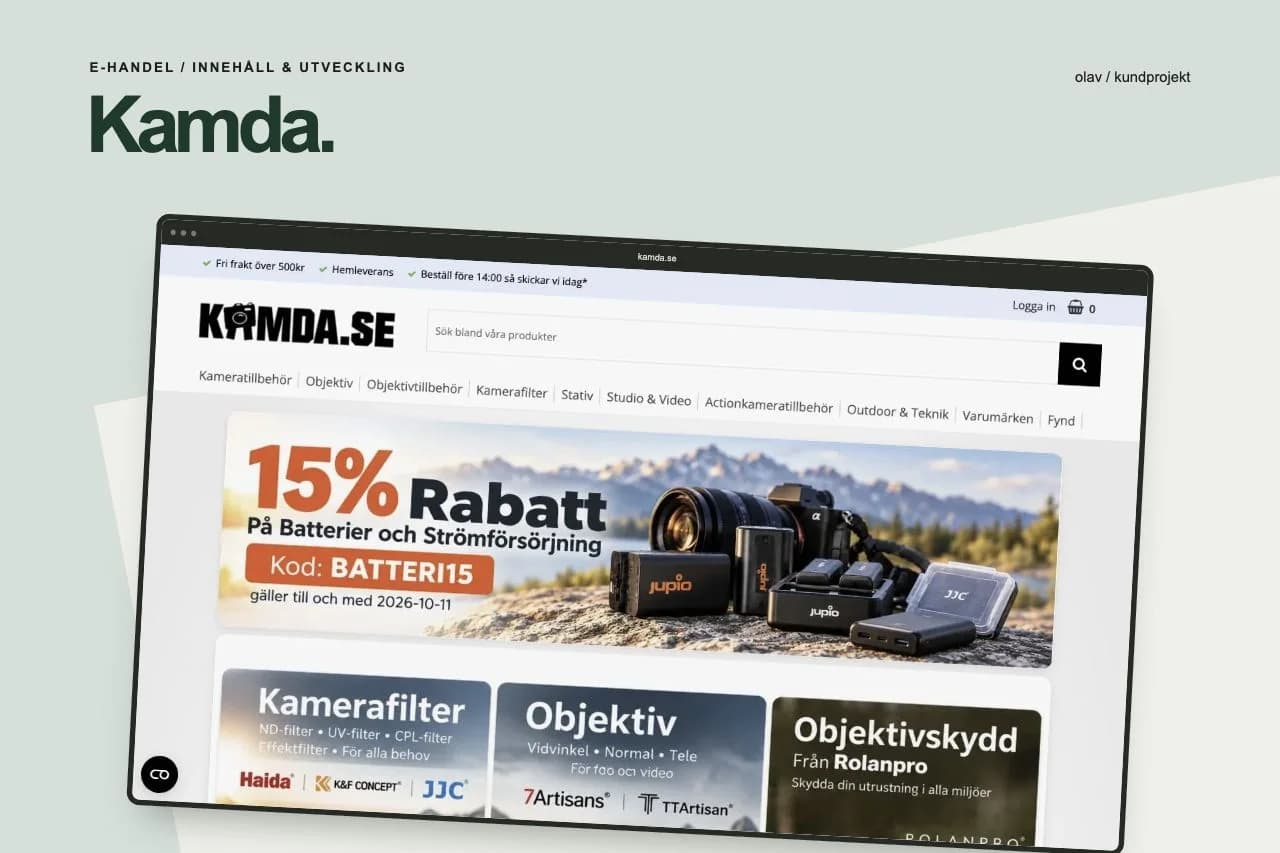Kamda – exempel på ett uppdrag med e-handel och produktmetadata